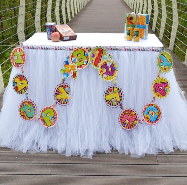 new Wedding Tulle Tutu Table Skirt Colors Birthdays Dessert Station Skirt Baby Showers Parties Table Decoration For Wedding 90*80CM wn330