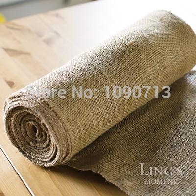 Wholesale-Free Shipping 10 Meters 35.5cm Width Jute Table Runner Burlap Fabric For Burlap Chair Sashes Burlap Ribbon Wedding Deco Supply