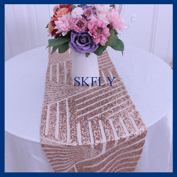 RU007A New arrival 2017 Wedding sequence rose gold new pattern sequin table runner