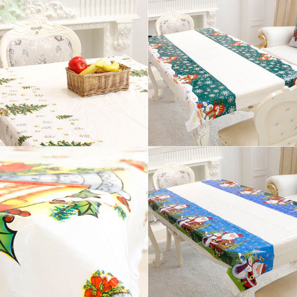 Simple Christmas Disposable Cartoon Table Decoration Festive Xmas Tablecloth Tableware Christmas Decor 175 X 108 cm