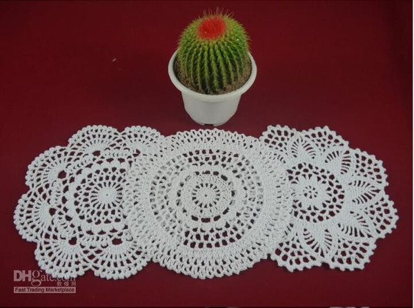 wholesale 100% cotton hand made crochet doily table cloth 3 designs 11 colors custom cup mat round 20-21cm crochet applique 30PCS/LOT zj003