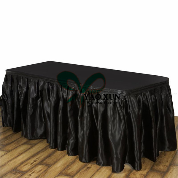 White Or Black Color Pleated Satin Table Skirt \ Cheap Price Table Cloth Skirting Free Shipping