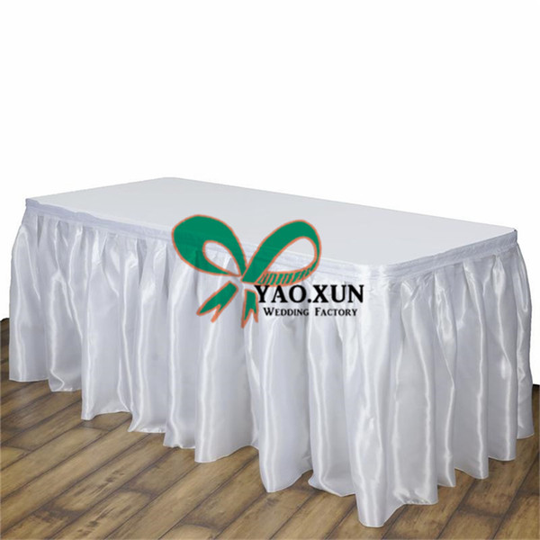 Nice Looking White Or Black Color Pleated Satin Table Skirt \ Cheap Price Table Cloth Skirting Free Shipping