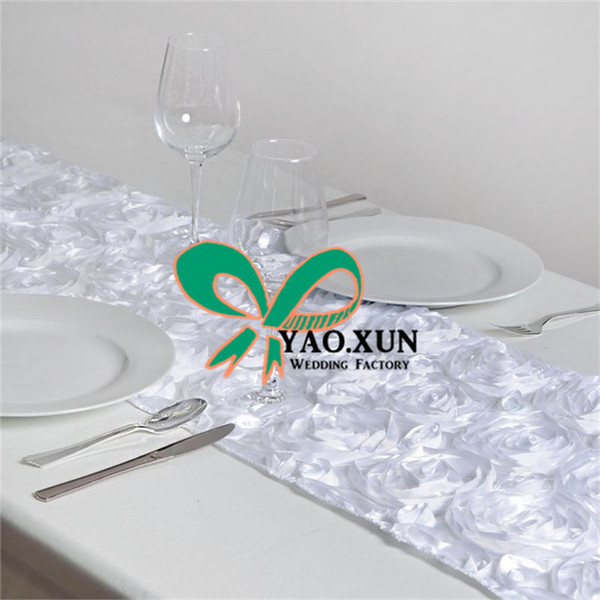 New Design 3D Satin Rosette Table Runner For Wedding Baquet Decoration