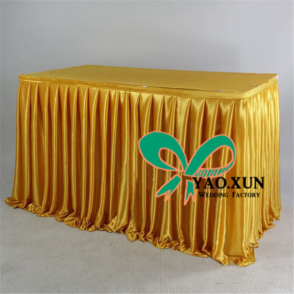 Wholesale Price 100% Ice Silk Table Skirt \ Skirting For Wedding Party Decoration