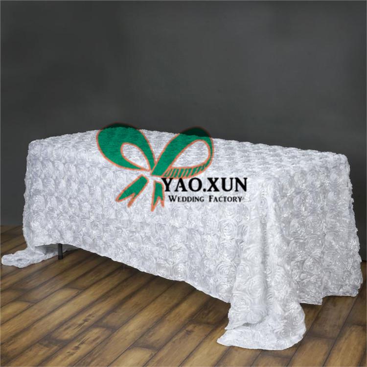 Good Looking Rectangular Satin Rosette Table Cloth \ Cheap Wedding Tablecloth Free Shipping