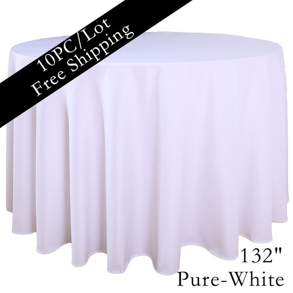 White Polyester Plain Hotel Table Linen 132 inch Round Seamless Table Linen Home Textile Fabric Dining Tablecloth Tea Cloth Table Cloth Sale