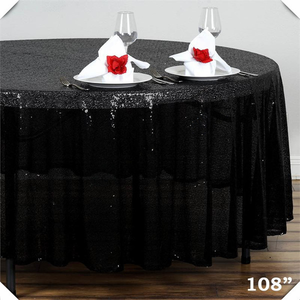 5PCS luxury Glitter table cloth Free shipping for Party Event ,Nice Sequin table cover 275CM Round Black Banquet table cloths