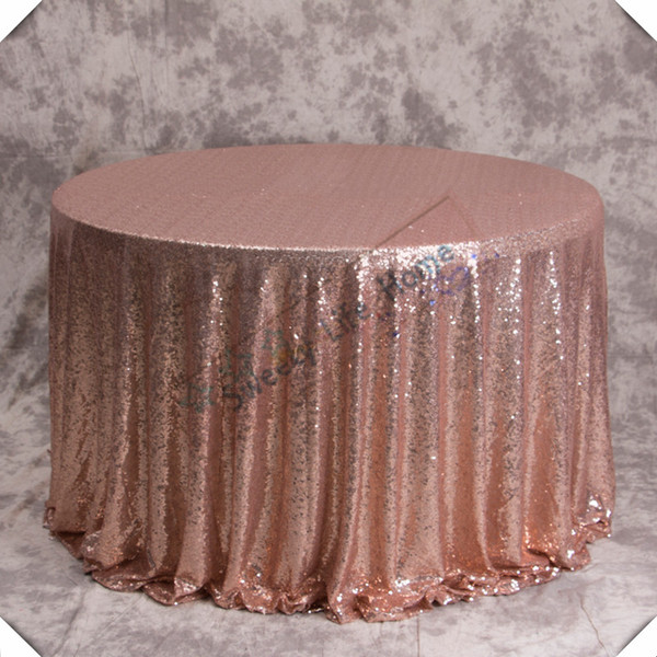 Rose Gold color 5PCS Glitter table cloth for Wedding Event ,plush Shiny Sequin table cover 120inch Round Banquet table cloths