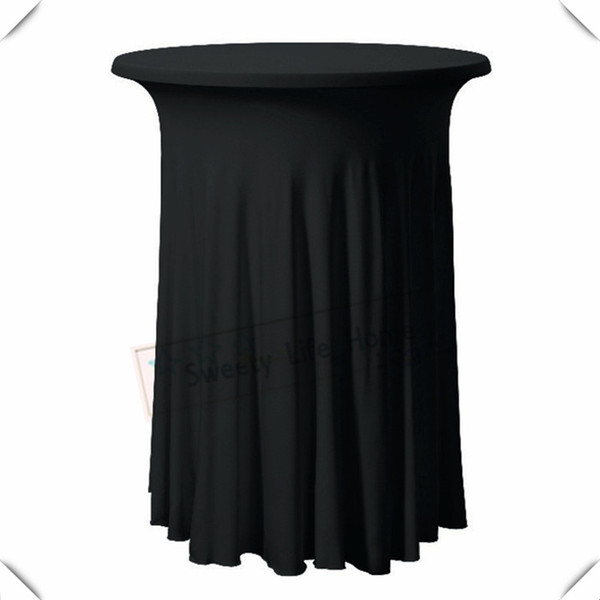 Fashion free shipping Black spandex Cocktail table cover/Lycra table cloths for Banquet decoration 70cm*110cm Ruffled table cover