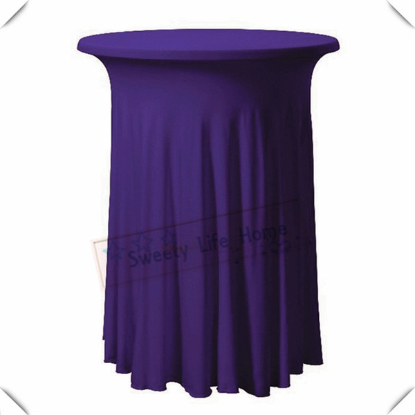 Free shipping 10pcs Strech spandex Cocktail table cover/Purple Lycra table cloths 60cm*110cm Pleated Rufffled table cover for Birthday party