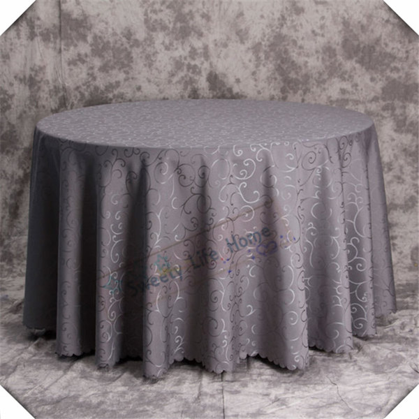 90inch round Free shipping Grey color Jacquard printed flower tablecloth Royal blue Damask table cover for banquet and Birthday party