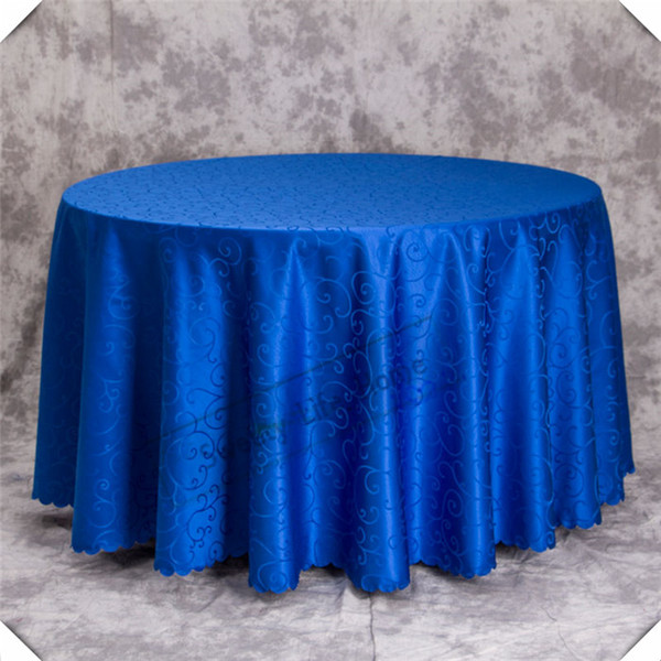 90inch round Free shipping 10pcs Jacquard printed flower tablecloth Royal blue Damask table cover all Size can customized