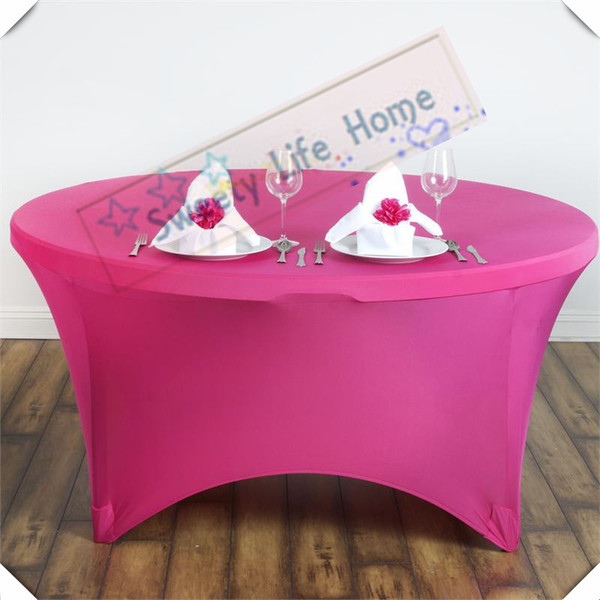 10pcs 150CM Round Lycra Round table cover Free shipping Fuchsia spandex Cocktail tablecloths Banquet Elastic table cloth