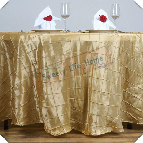 Gold TABLE COVER Free shipping 108inch Pintuck Taffeta table cloths lattice Rectangle table spread cover can customized