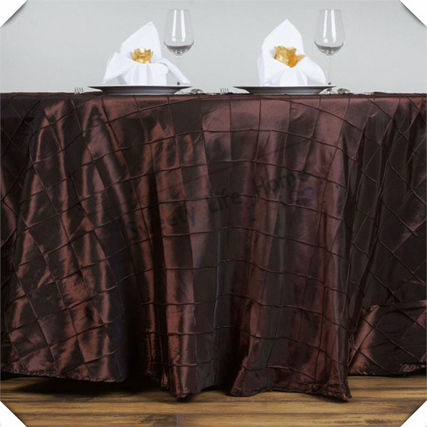 275CM round TABLE COVER Free shipping Pintuck Taffeta table cloths Chocolate lattice Rectangle table spread cover for banquet decoration