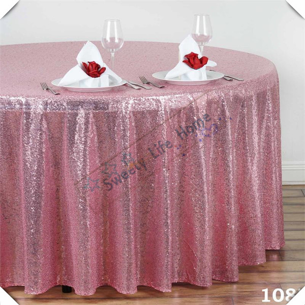 Wholesales price 5PCS Glitter table cloth Free shipping for Party Event ,Pink Sequin table cover 275CM Round Banquet table cloths