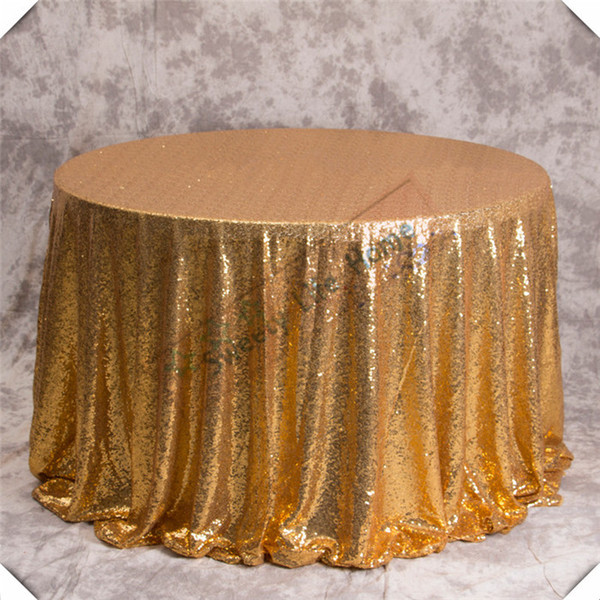 Beautiful 5PCS 305CM Glitter tablecloth for Birthday Event decoration, Shiny Sequin table cover Gold Round Banquet table cloths