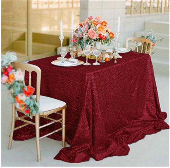 10PCS Burgundy Glitter table cloth Free shipping tablecloths for Wedding Event ,Sequin Square table cover 72inch by 72inch