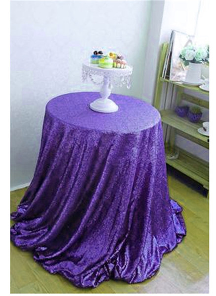 Nice Looking 10PCS Glitter table cloth Free shipping for Hotel Event ,Purple Sequin table cover 72inch Round table cloths