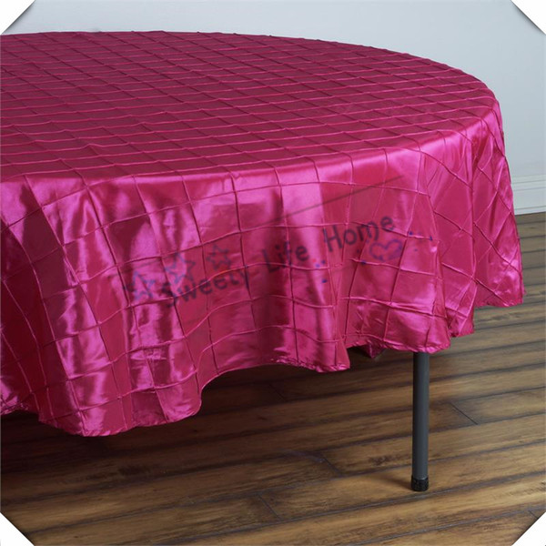 Fuchsia color 10pcs 90inch round Free shipping Pintuck Taffeta table cloths lattice Rectangle table spread cover banquet hotel event