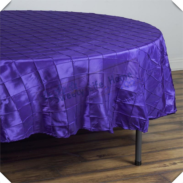 10pcs 90inch round Free shipping Purple Pintuck Taffeta table cloths lattice Rectangle table spread cover Christmas Birthday event