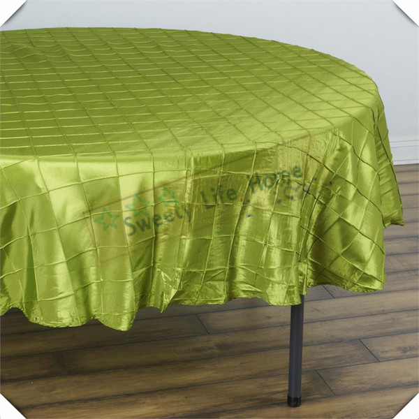 10pcs 90inch round Free shipping Apple Green Pintuck Taffeta table cloths lattice Rectangle table spread cover wedding hotel event