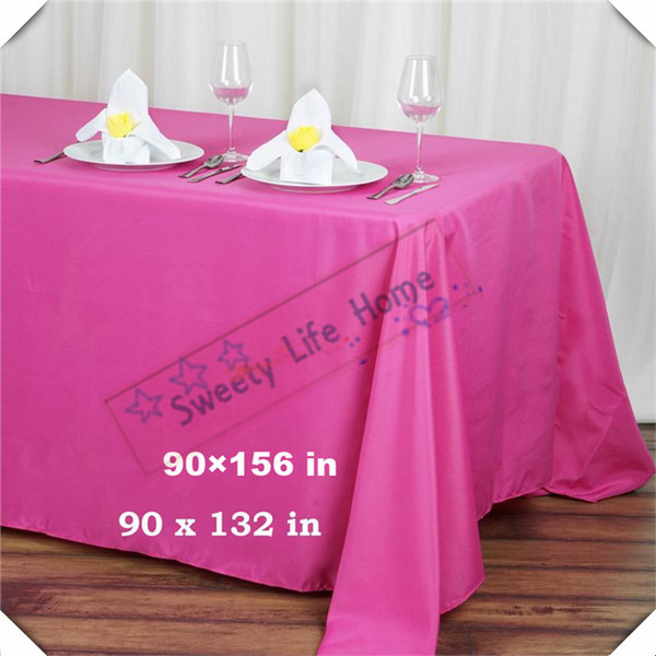 Free shipping Fuchsia COLOR 228CM*396CM polyester table cloths/ Rectangular table cover/ Cheap wedding tablecloth/Hotel oblong tablecloth