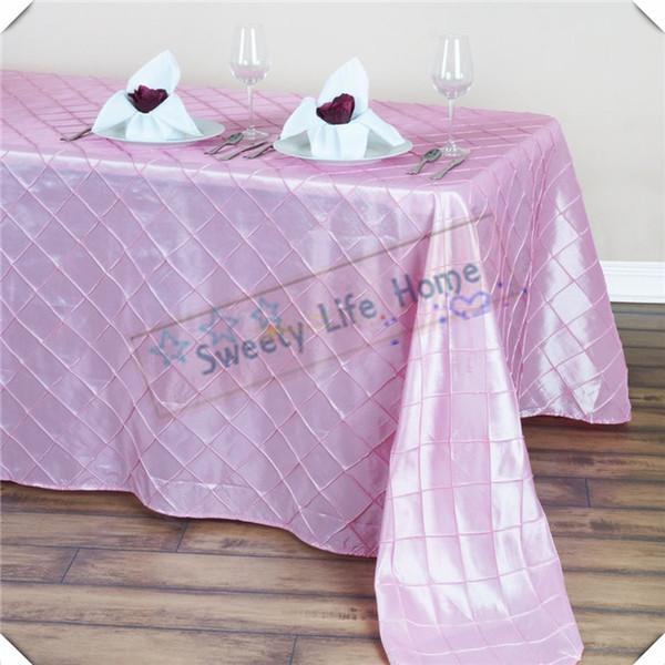 Pink Hot Sale 57inch*120inch Free shipping Pintuck Taffeta table cloths lattice Rectangle table covers Hotel party decoration