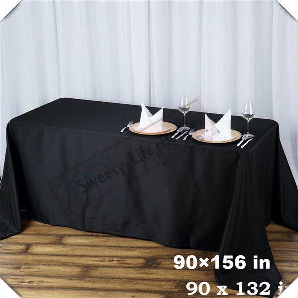 Hot Sale 10PCS 90inch*132inch Free shipping 100% polyester table cloths/ Rectangular table cover/ wedding tablecloth/Balck oblong tablecloth