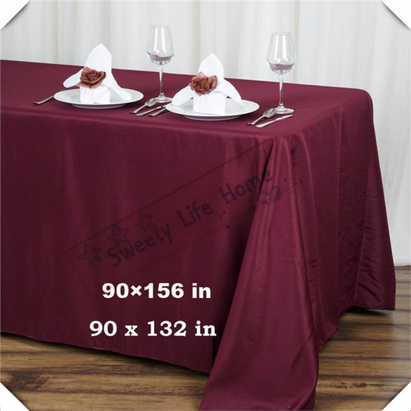 Hot Sale 90inch*132inch Free shipping Burgundy polyester table cloths/ Rectangular table cover/ wedding tablecloth/Balck oblong tablecloth