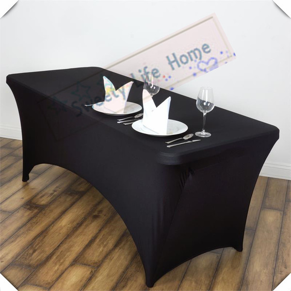 Factory price Lycra Rectangle table cover Free shipping Strech spandex Cocktail tablecloths Black table spread 180cm*76cm*75cm