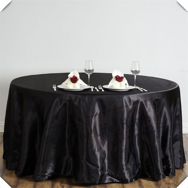 Wholesale price 10pcs 120ich Polyester satin tablecloths Round table Covers hotel Black table spread many color can choose