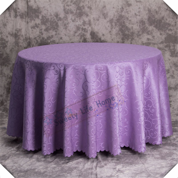 Lilac color Free shipping Jacquard printed flower tablecloth Damask table cover for home and Birthday party decoration 90inch round