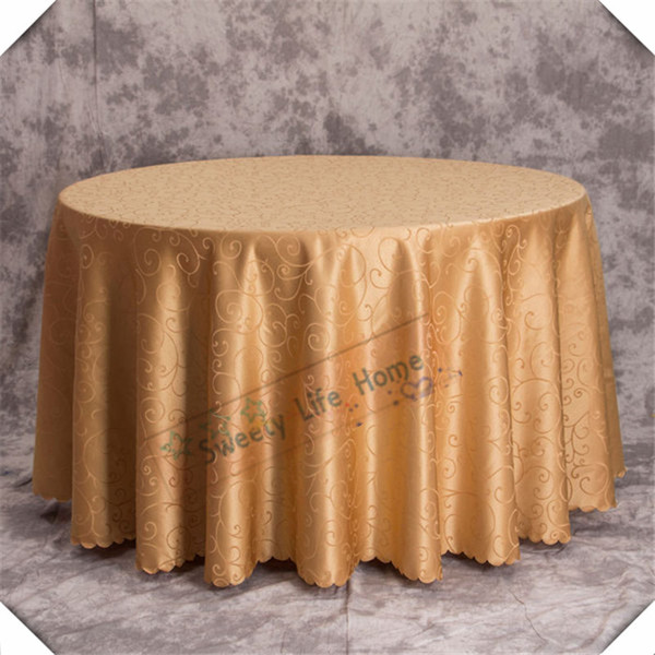 Hot Sale Free shipping 10pcs Gold Jacquard printed flower tablecloth Damask 230CM round table cover all Size can customized