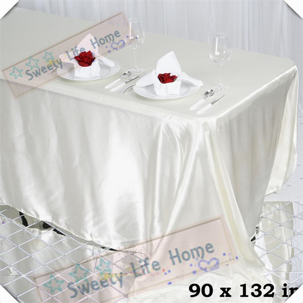 Cheap Ivory color Free shipping 10pcs 90inch*132inch Rectangle satin table cloths table spread for wedding and hotel party event