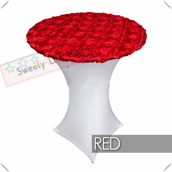 Home Textiles white spandex with Red Satin Rosette table cover Elastic Cocktail table cover/Banquet table cloths 10pcs 80cm*110cm