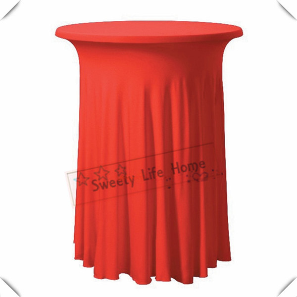 free shipping 10pcs Red spandex Cocktail table cover/Lycra table cloths for Banquet decoration 80cm*110cm Bottom Ruffled