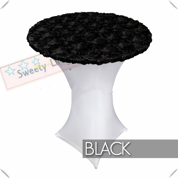 10pcs white spandex with black Satin Rosette table cover free shipping Strech Cocktail table cover/Lycra table cloths 70cm*110cm