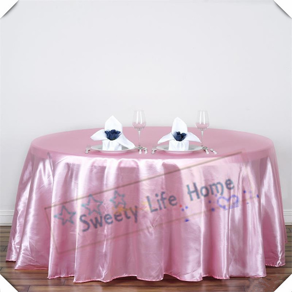 free shipping 10pcs Nice Pink Polyester satin tablecloths 108inch Round table Covers table spread for Christmas event