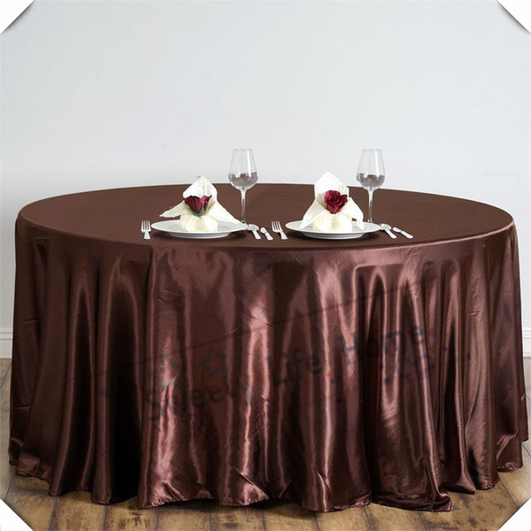 10pcs Sheet cloth free shipping satin tablecloths 108inch Round table Covers Chocolate table spread for Christmas event