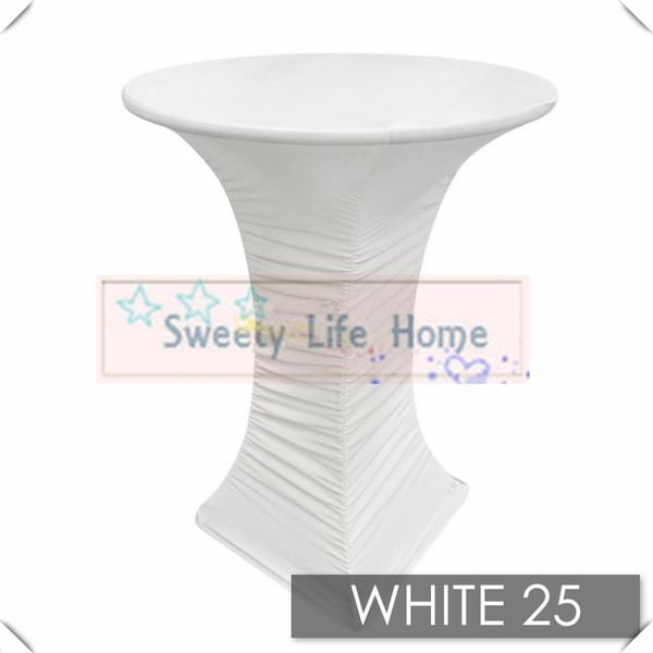 New Products White Ruffled table cover free shipping Strech spandex Cocktail table cover/Lycra pleated table cloths 70cm*110cm for banquet