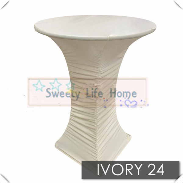 Free shipping Ruffled table cover spandex Pleated Cocktail table cover/Hotel table cloths 10pcs 60cm*110cm Ivory color