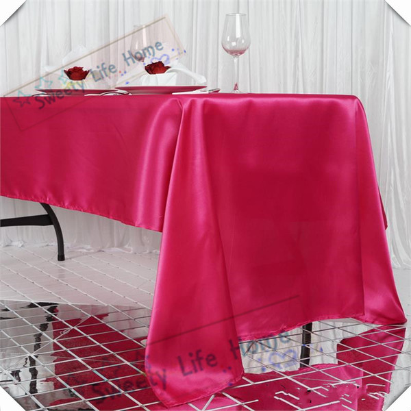 Fuchsia color Free shipping 10pcs 145cm*305cm Rectangle satin table cloths table cover sheet spread for banquet Christmas party event