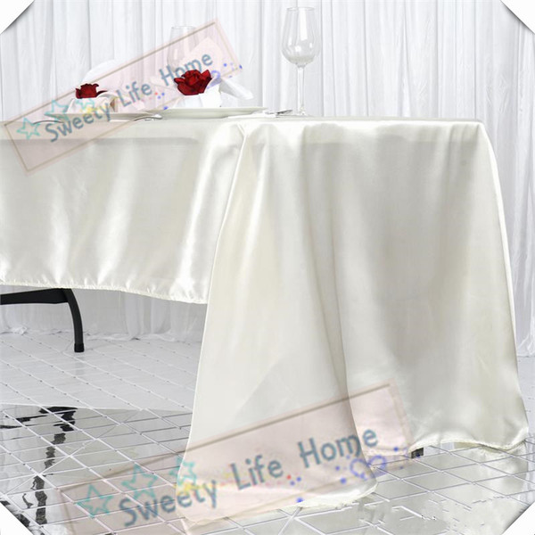 Hotsale Free shipping 10pcs Ivory 145cm*305cm Rectangle satin table cloths table cover polyester spread for Christmas party event