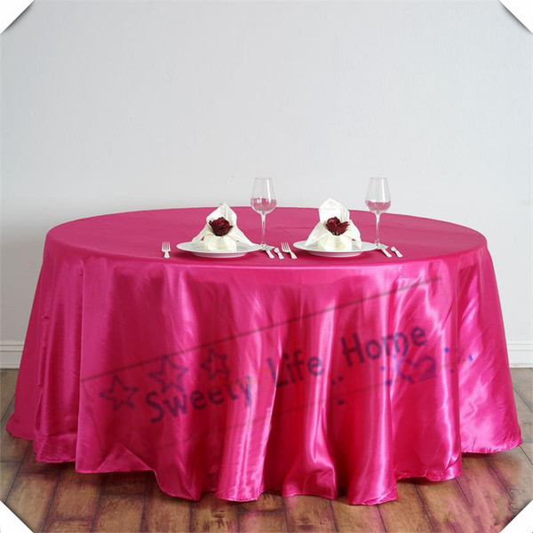 Fuchsia 90inch home textiles cloth free shipping satin tablecloths Round table Covers Banquet table spread for Birthday Christmas Decoration