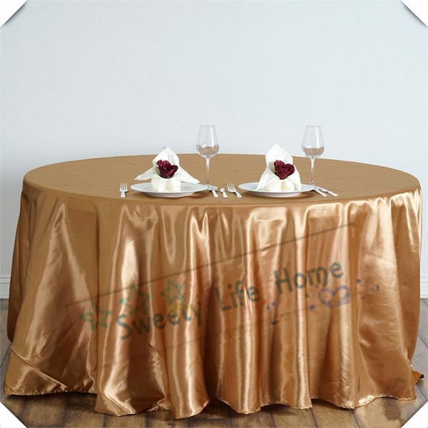 228cm Sheet cloth free shipping satin tablecloths Gold Round table Covers table spread for Birthday Christmase vent