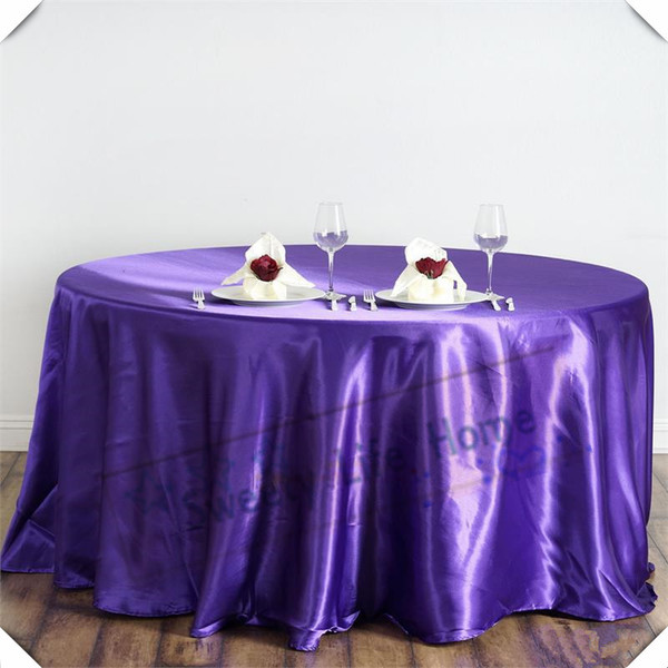 90inch home textiles cloth free shipping Purple satin tablecloths Round table Covers Banquet table spread for Wedding Event Decoration