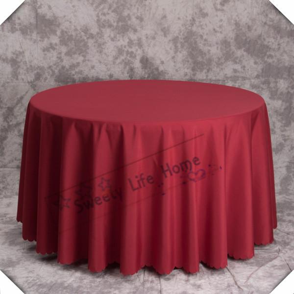 10PCS 275CM Free shipping Cheap polyester table cloths/Red Wedding table cover/Party table cloths/108inch round for event Recycled Use