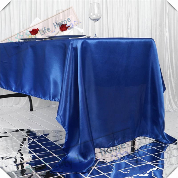 Luxury Free shipping 10pcs 145cm*250cm Rectangle satin table cloths wedding table cover polyester spread Royal blue sheet cloth